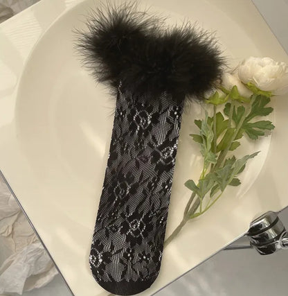 "Wild" lace fur socks