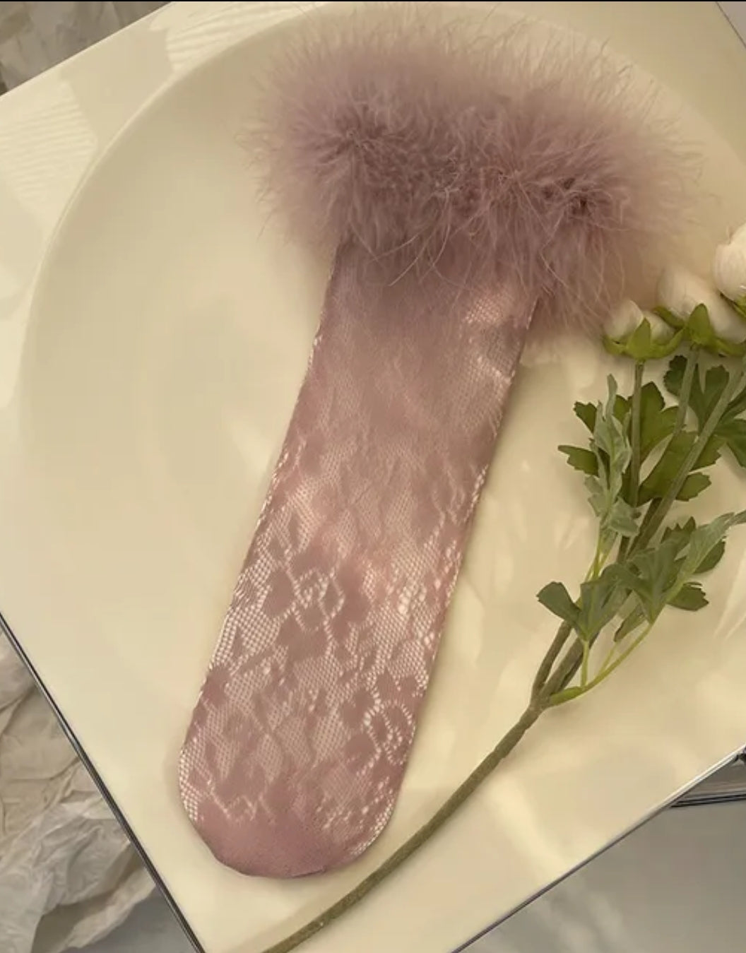 "Wild" lace fur socks