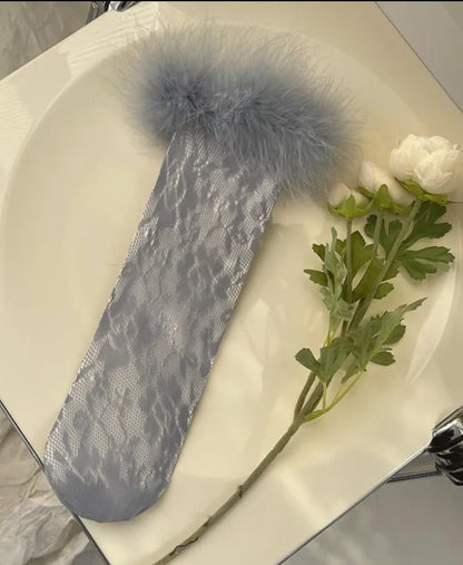 "Wild" lace fur socks