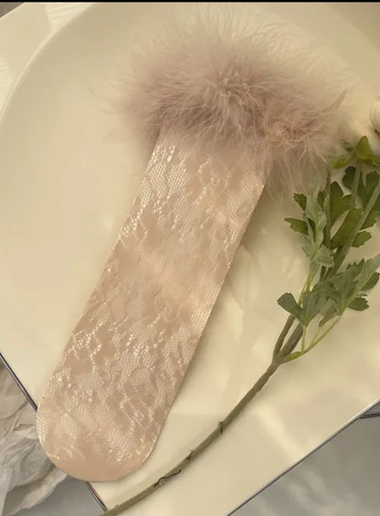 "Wild" lace fur socks
