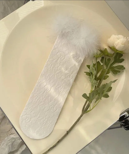 "Wild" lace fur socks