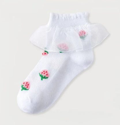 Strawberry Ruffle ankle sock