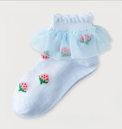 Strawberry Ruffle ankle sock