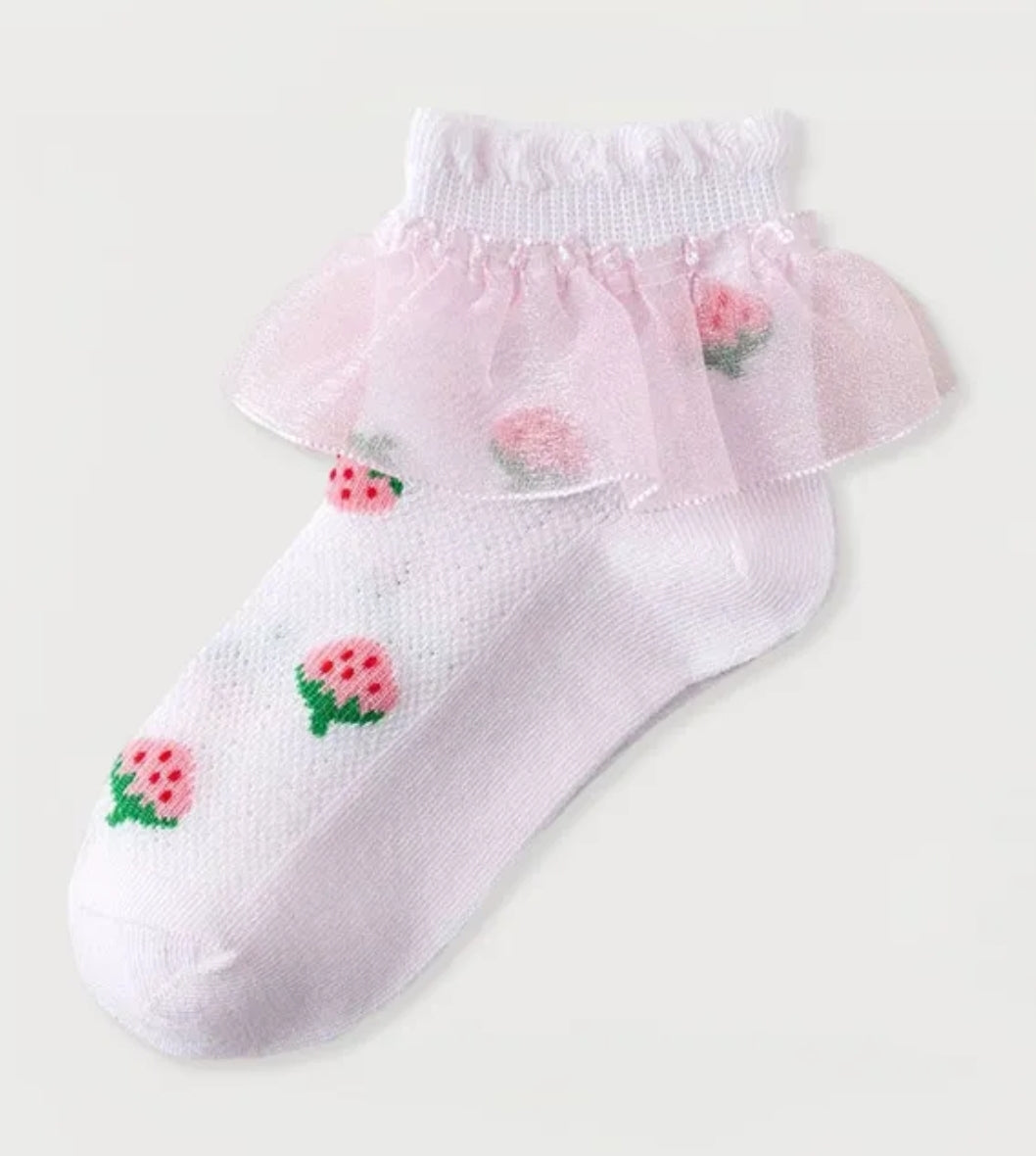 Strawberry Ruffle ankle sock